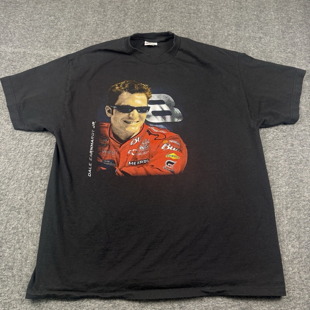 Vintage Dale Earnhardt Jr Shirt Mens XL Black Budweiser Racing NASCAR Y2K Bud 8